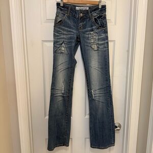 Like New Vintage Tin Haul Bootcut Distressed Denim Jeans